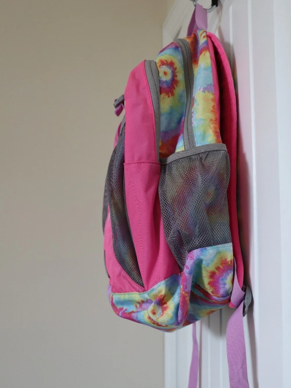 LL Bean Explorer Girls Pink Tie-Dye Backpack Book Bag School Mesh Pockets